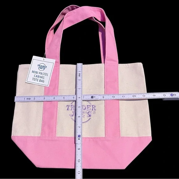 Trader Joe’s Lavender Canvas Large & Pink Mini Tote Bags Set NWT Set Of 2 - Picture 3 of 3